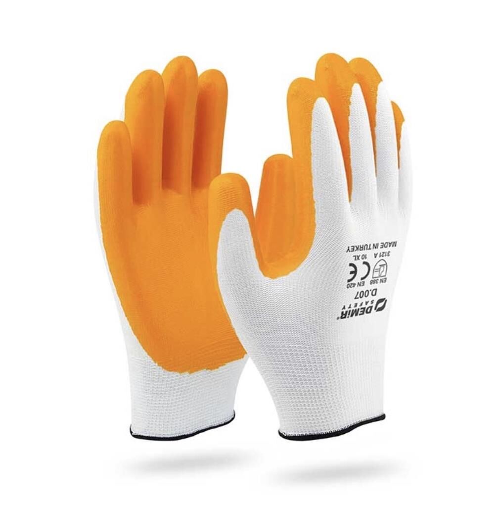 Demir Nitril Eldiven Sarı Beyaz D.007 NO:10