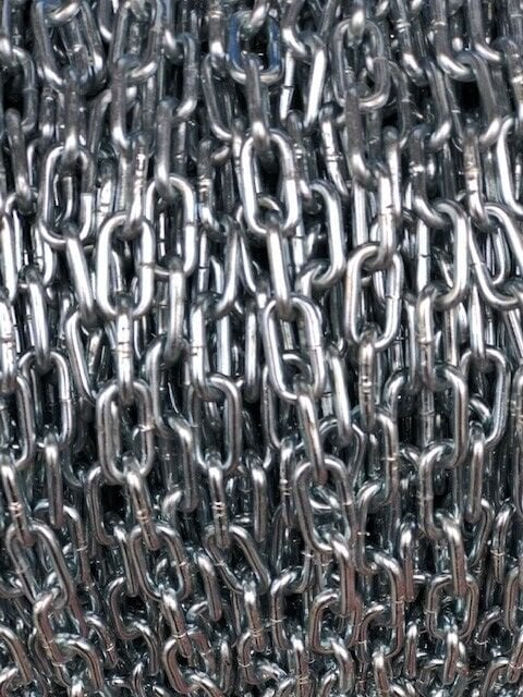 Makaralı Çelik Zincir, Elektro Galvanizli Düz Zincir 3mm - 2 Metre