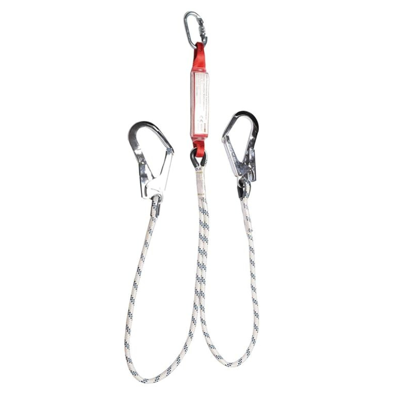 Safeset SF-104 Çift Kol Şok Emicili Lanyard 12 mm Statik Halatlı