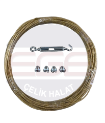 Çelik Çamaşır İpi Teli Seti Çamaşır Kurutmalık PVC Kaplamalı